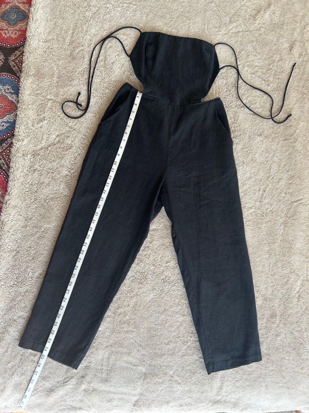 Reformation Black Strapless Tie-Back Jumpsuit